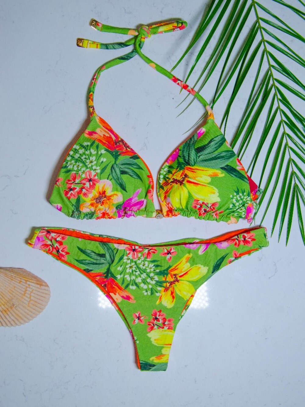 Rio Açu Brazilian Reversible Triangle Bikini Set | Green | Size M | NWT